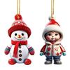 2 Pcs Christmas Ornaments Cartoon Snowman Santa Claus Acrylic Pendant Xmas Tree Hanging Decoration for Holiday Party Decor Car Accessories