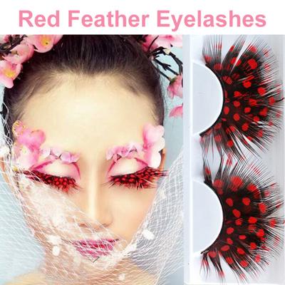 1 Paar 3D-Wimpern, weiche, bunte, gefälschte, flauschige, künstliche, farbige Feder-Wimpernverlängerung für Halloween