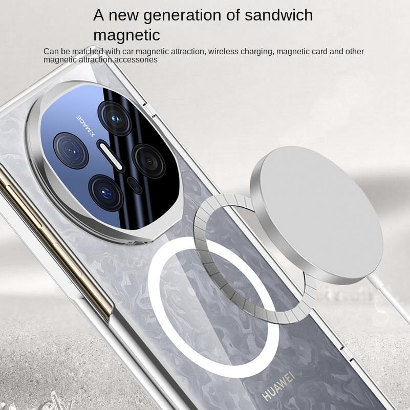 Magsafe Magnetic Transparent Privacy Screen Tempered Glass Protector Case For Huawei Mate X6 X5 Spring Hinged Holder Back Cover