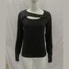 European and American Autumn Retro Style Solid Color Long Sleeved Top