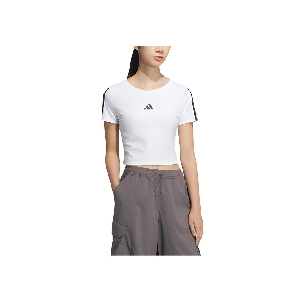 Adidas SS25 Fashion Comfortable Round Neck Short Sleeve T-Shirt Women T-Shirts White JZ2313