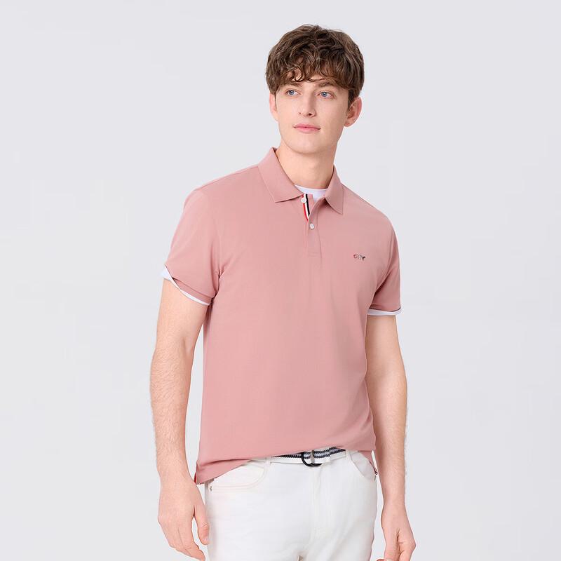 Goldlion Men's Short Sleeve Mulberry Silk Blend Polo Shirt