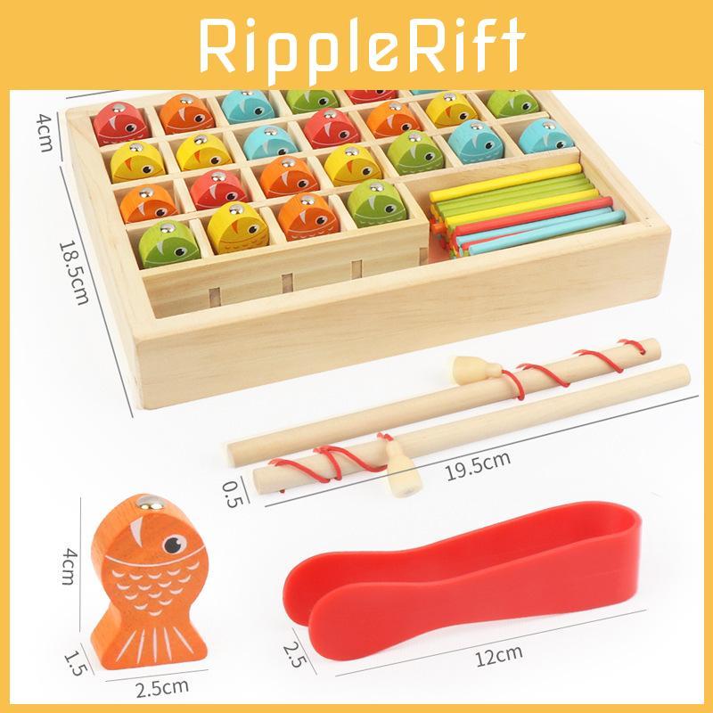 Educational Wooden Fishing Game For Children With Magnetic Fish Learning Puzzle For Kids