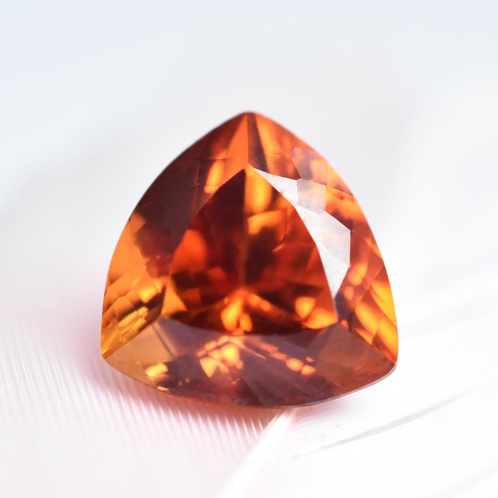 Natural Orange Sapphire Loose Gemstone Trillion Cut 5.30 Ct September Birthstone for Gem Collections