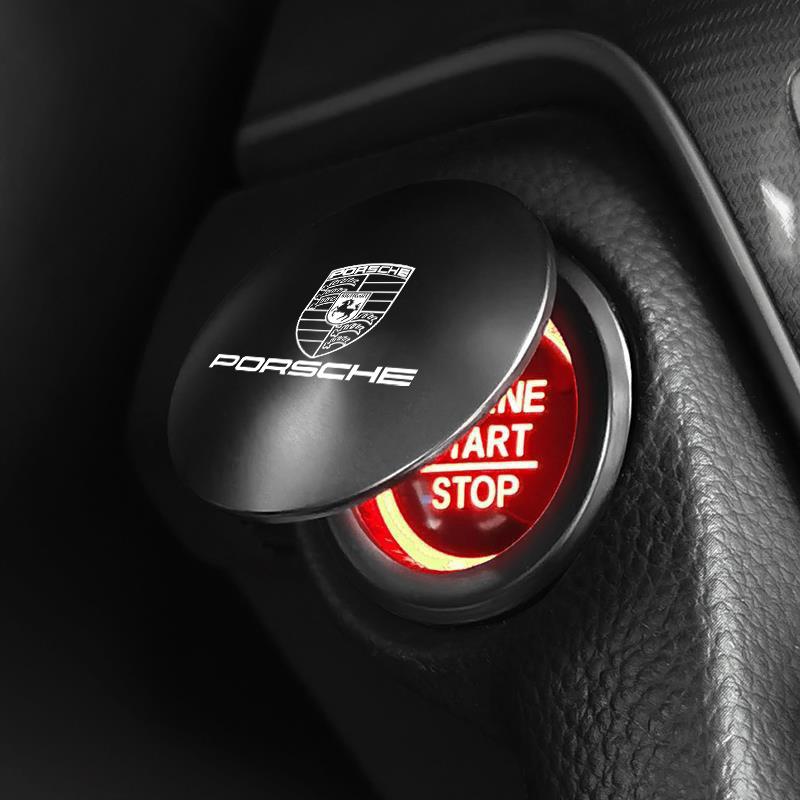 1 Stück Auto Ein-Klick-Startknopf Schutzhülle Dekorationsaufkleber für Porsche 911 Cayenne Panamera Macan Boxster Carrera-GT 928