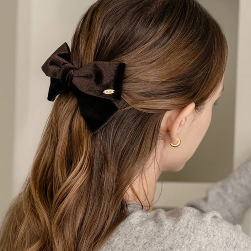 

HAS HDM014 Classic velvet ribbon hair pin BLACK