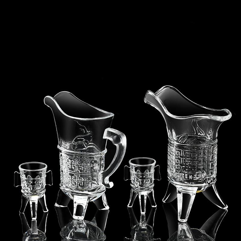 10ml-100ml Duke Pot Antique Imperial Glass Small Cup Household Creative 3- Foot Cup Chinese Korean Style Cup Tiny Wine Cup Set