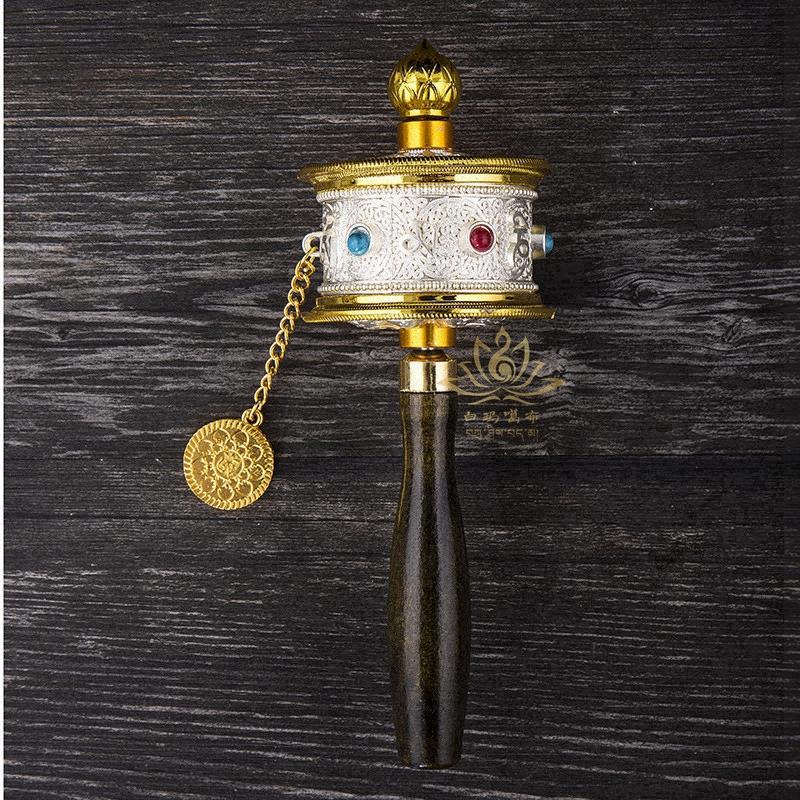 

Buddhist Copper Hand-Cranked Prayer Wheel Buddha Prayer Double Bearing Wheels Exquisite Collectibles Gift Indoor Decorative S