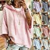 Sudadera con capucha de rayas suelta de siete mangas europea y americana 2026