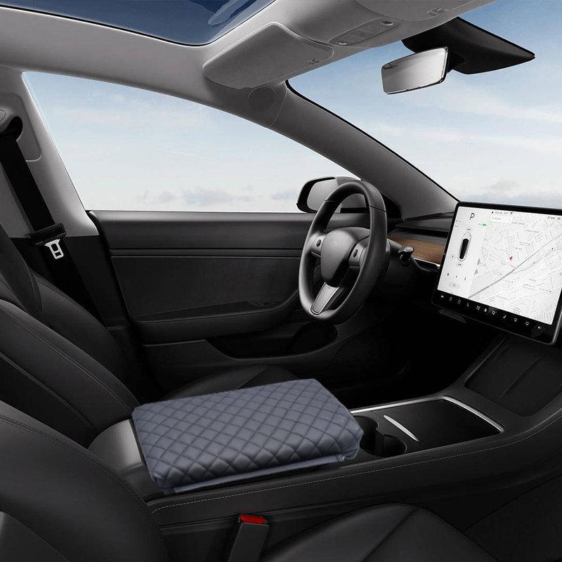 PU Leather Car Armrest Pad Center Console Armrest Mat For Tesla Model 3 Y Auto Armrests Storage Box Cover Car Accessories