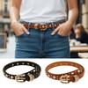Metal Buckle Rivet Heavy Metal Belt Pu Leather Dress Waistband  Women's