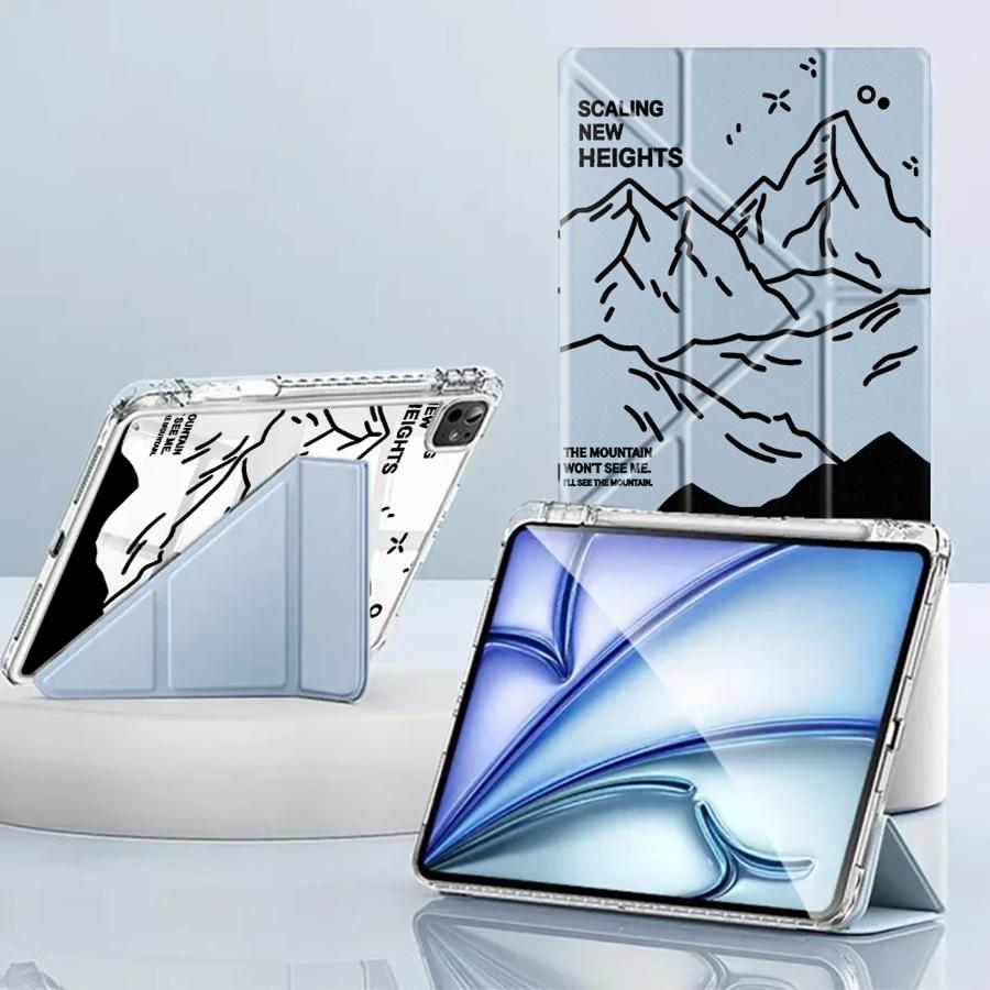 Snow Mountain Art Y-Fold Holder Cover Tablet Case For iPad Pro 11th 10th 9th 8th 7th 12.9inch Pro 2025 Mini 6 7 Air 4 5 M3 M2 1