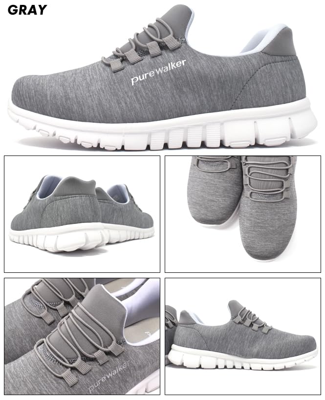 Pure Walker Women's Hands-Free Shoes PW1501, Size 22.5cm, Gray