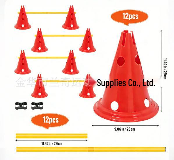 30CM Round Base Marker Cones & Poles Set for Pet and Football Training, Perfect for Kindergarten Games