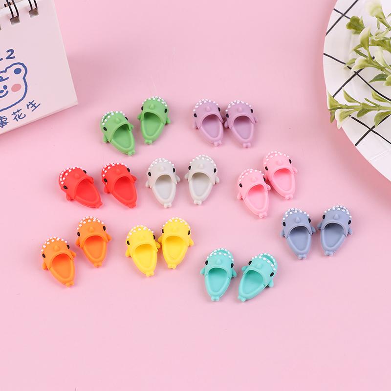1 Pair 1:12 Dollhouse Miniature Cute Shark Slippers Doll Shoes Suit For Ob11 1/12 Bjd Doll Gsc Dod, Ymy Doll
