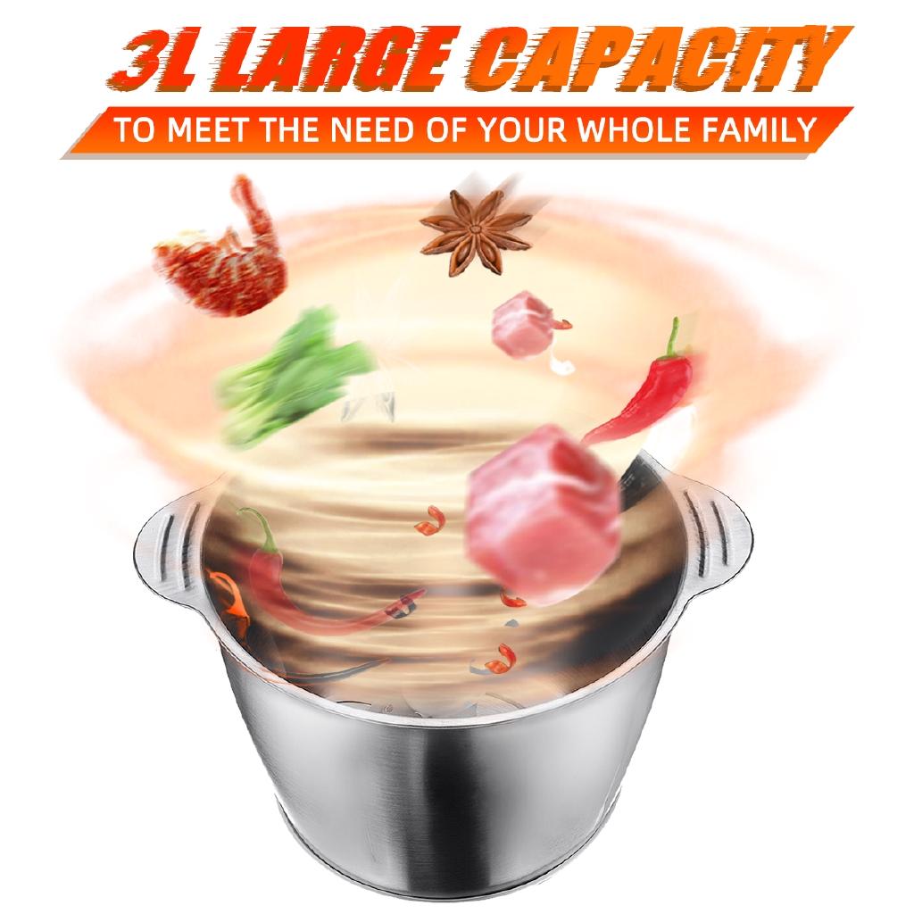 3L 300W 2 Speeds Capacity Stainless Steel Electric Chopper Meat Grinder Multifunction Mincer Food Processor Slicer For Meat Bean