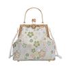 Elegante Floral Bestickte Stoff-Clutch-Tasche Damen Muschelform Abendtasche Mit Schloss Crossbody Oder Schulterverwendung