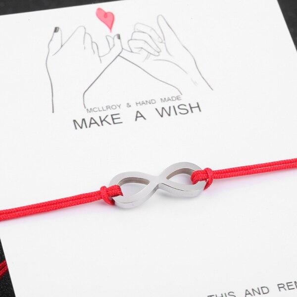 Couples Red Bracelets Women Stainless Steel Beads Infinite Love Black Rope Bracelet Women Weaving Adjust Bracelet For Women Gift