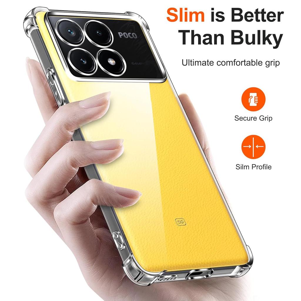Case for XiaoMi POCO X6 X6Pro Pro 5G Clear Phone Case with Reinforced Corners Bumper Slim Fit Shockproof Flexible TPU Case Transparent
