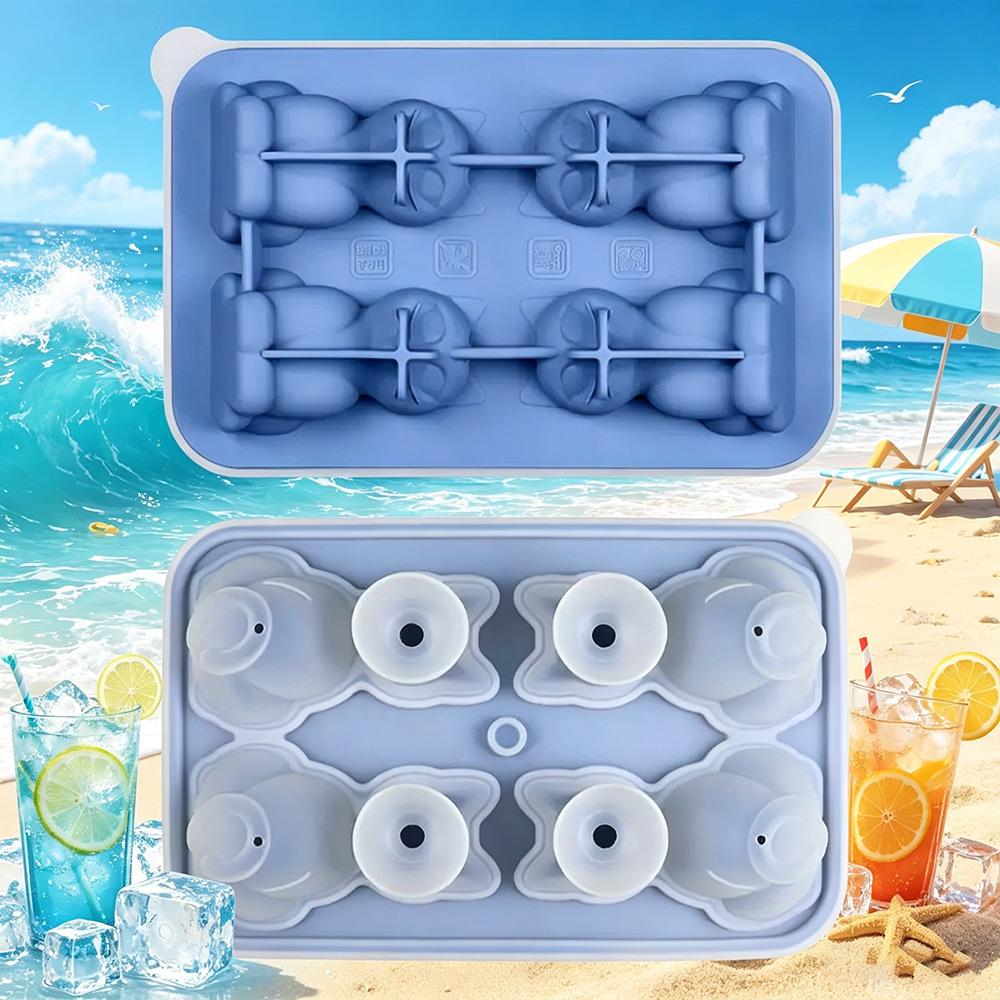 Cute Cat Shaped Silicone Ice Mold Reusable Small Kitten Ice Cube Tray Kitchen Refrigerator Tools синий