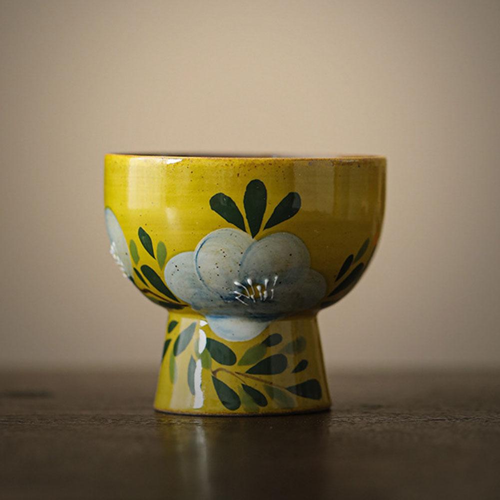 Camellias Ceramic Teacup Small Sips Cup Hand Painted Flower Mouth Master Cup for Home Party China Mainland