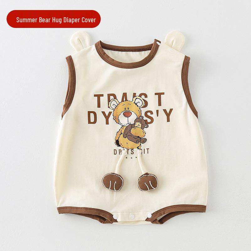 Infant Short Sleeve Cotton Jumpsuit - Cute Cartoon Design for Summer
