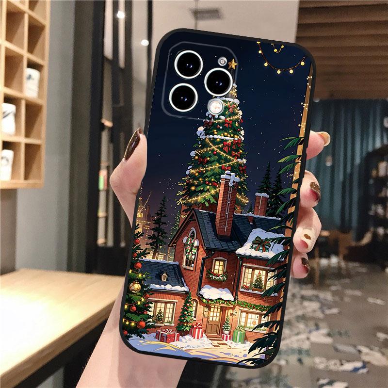 Phone Case Carcasa Funda For iPhone 17 Pro Max Air 16 15 14 13 Pro Max 15 16 Pro 15Plus Santa Christmas Tree Case