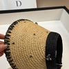 Summer Natural Raffia Woven Sunscreen Empty Top Hat Design Rhinestone Light Luxury Big Eaves Sunshade Sun Hat