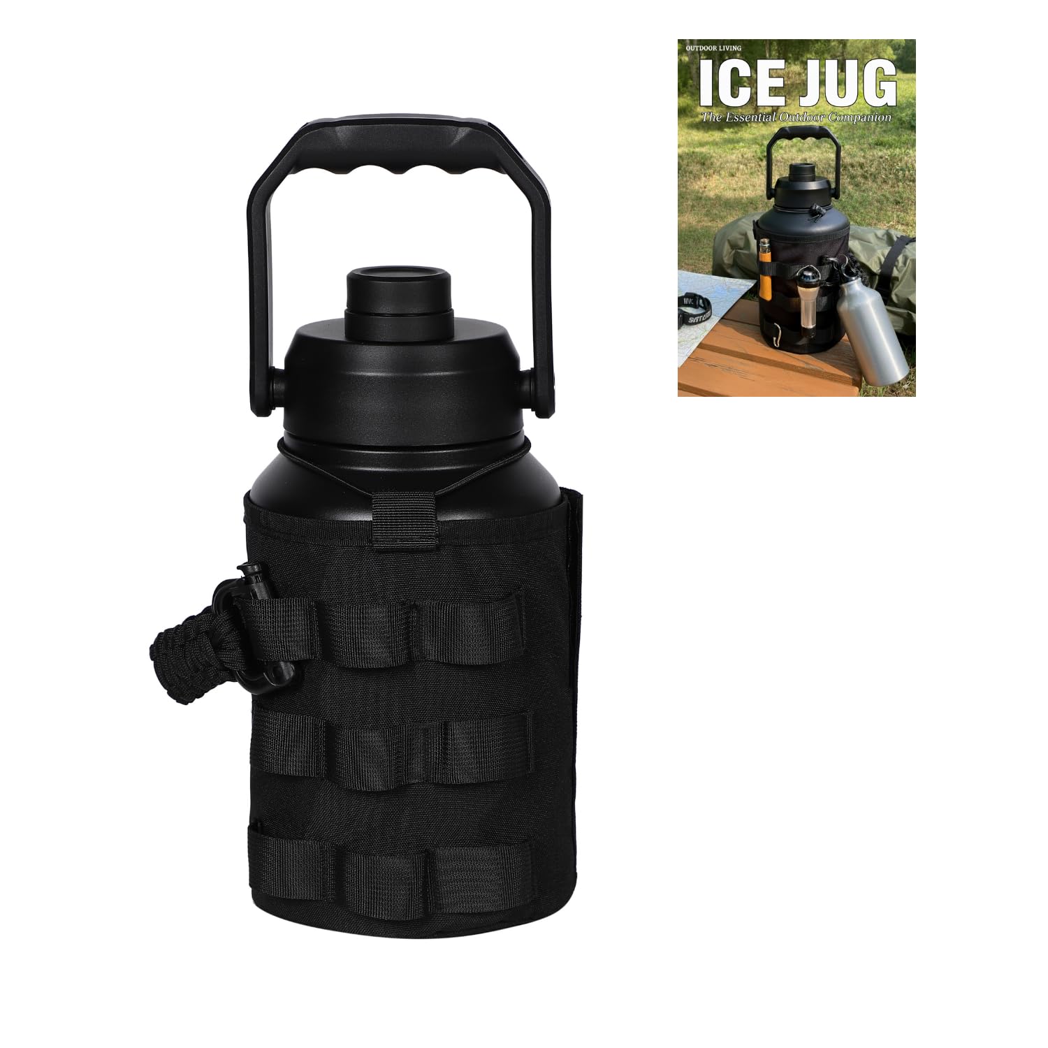 

RiveRock Ice Вакуумный контейнер для льда большой вместимости Идеально подходит для кемпинга и сохраняет лед холодным или Кувшин, Контейнер, Изолированный, На открытом воздухе, Горячий, 1,9 л/3,8 л (Полгаллона) чёрный