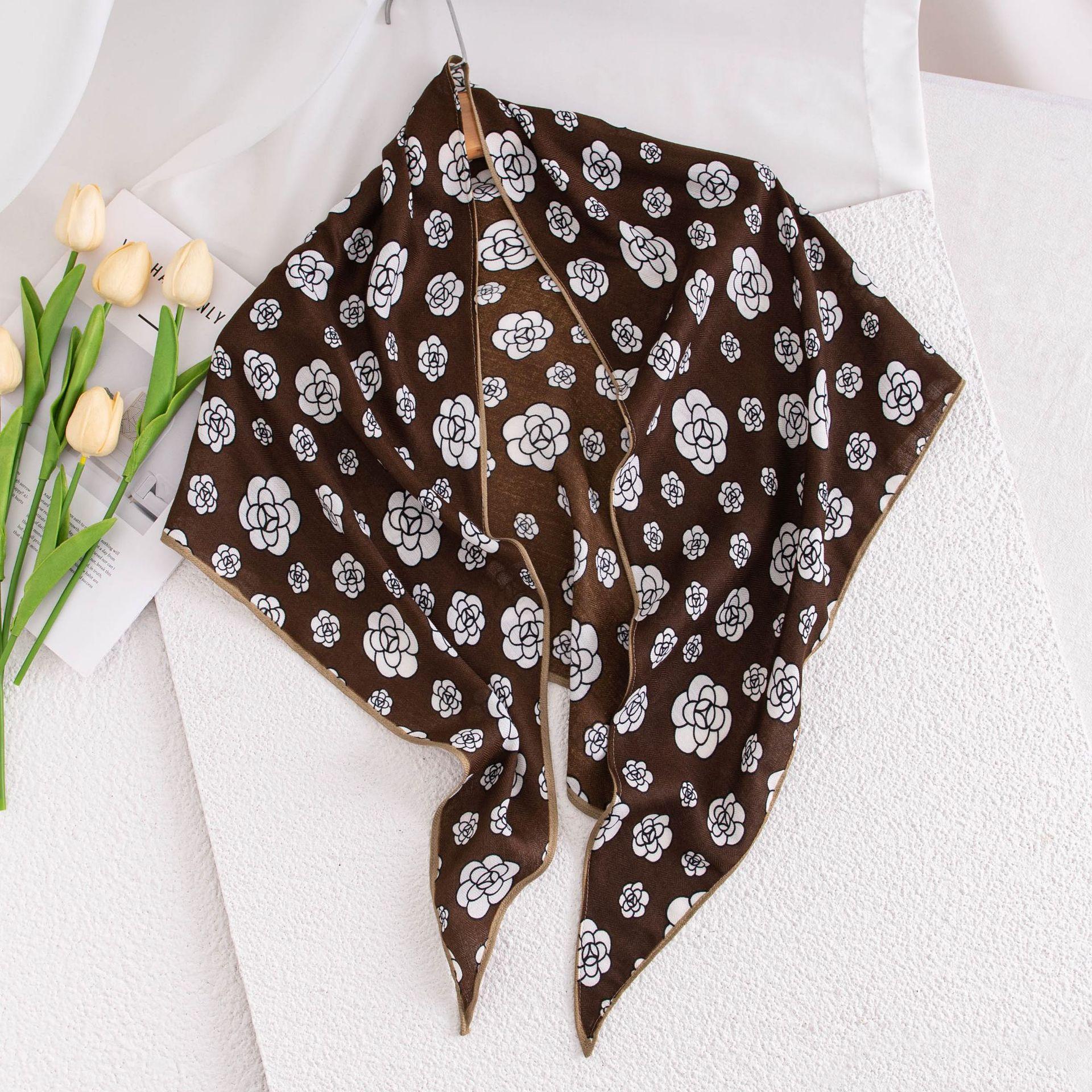 

Весенне-осенний женский шелковый шарф с принтом, треугольный шарф в елочку, косынка, аксессуары для шарфа, для путешествий на открытом воздухе, маленький шарф-шаль H60*160cm