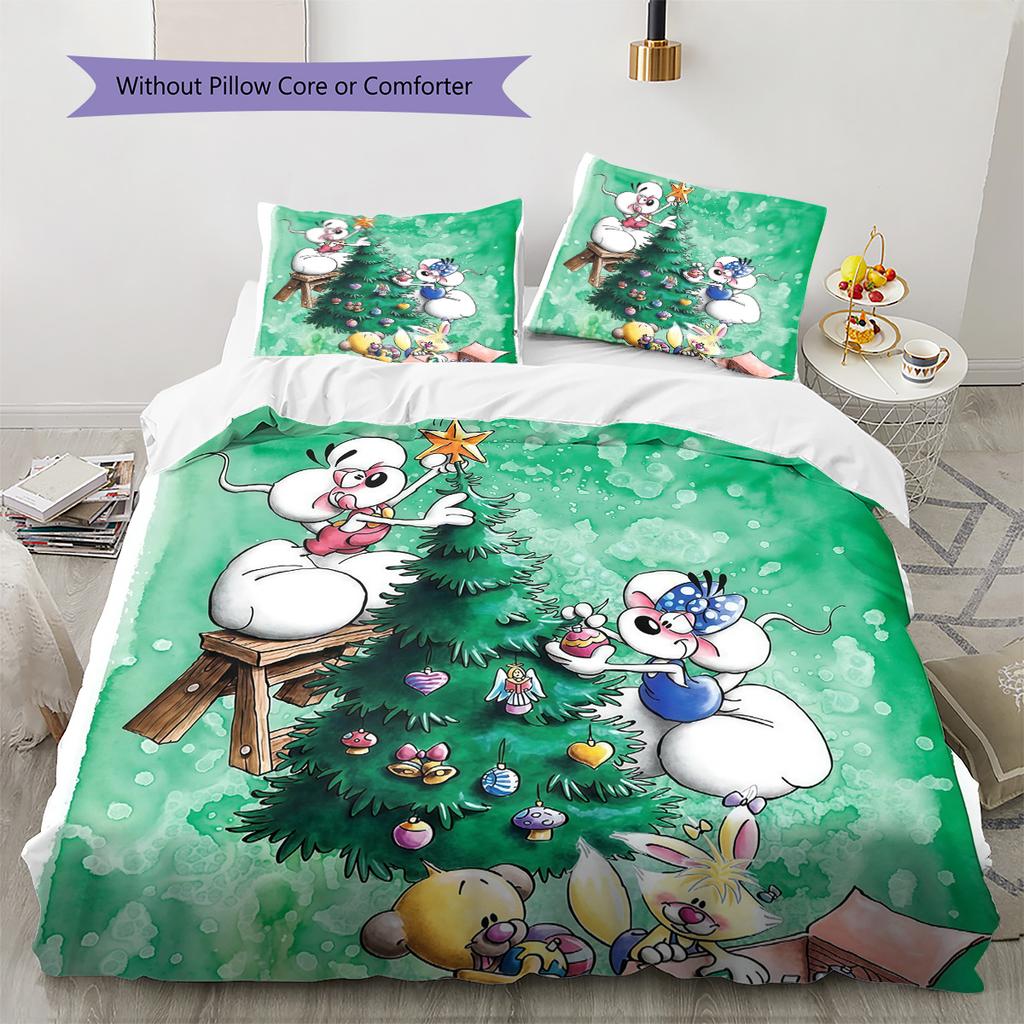 Diddl the Jumping Mouse3 Pattern Bedding Quilt Set Home Decoration Gift (1 * Duvet Cover + 2 * Pillowcase Without Core)