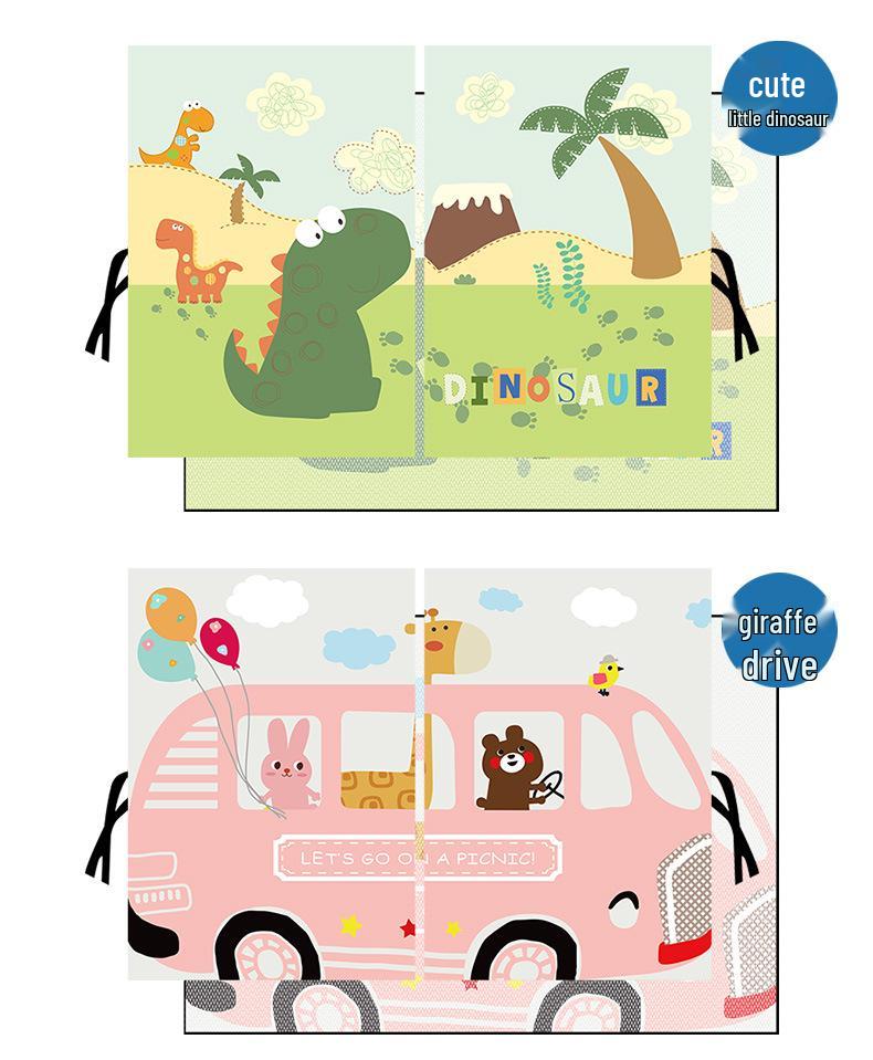 Magnetic Double Layer Dinosaur Sunshade: Child's Car Window Curtain for Sun Protection and Privacy