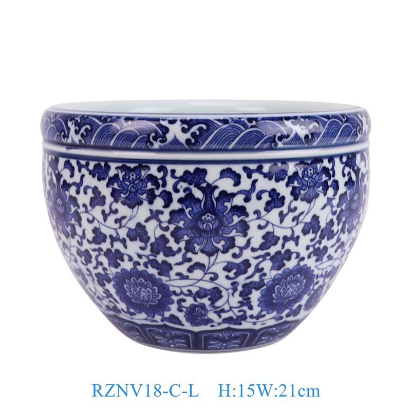 Blue and White Porcelain Turtle Tank: Fish and Lotus Pot for Desktop or Floor