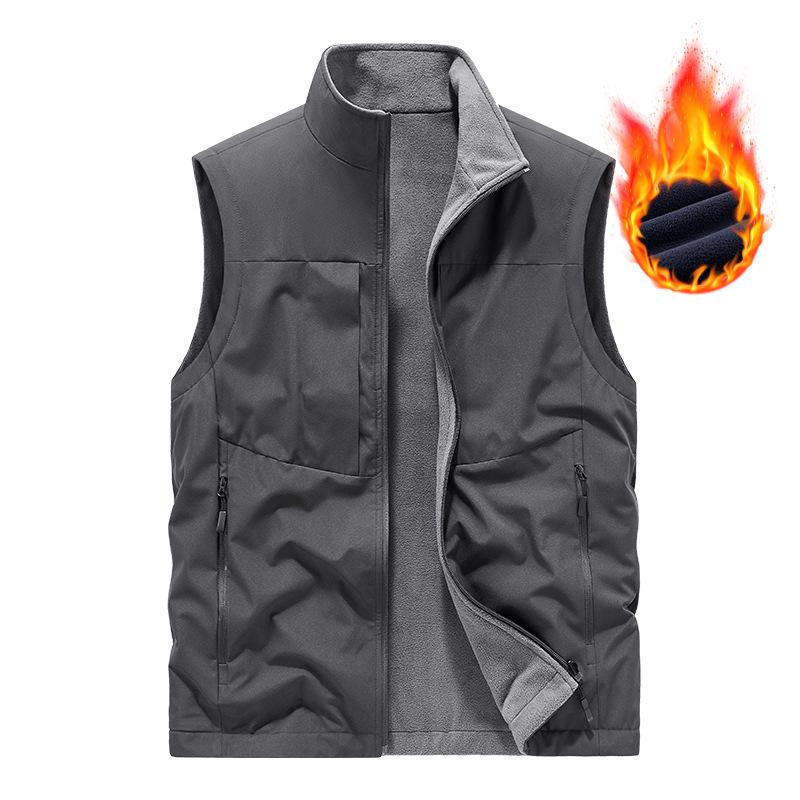 Men's Double-Sided Plush Winter Vest - 2024 Collection, Sleeveless Outerwear, Casual & Warm (Model 8822A)