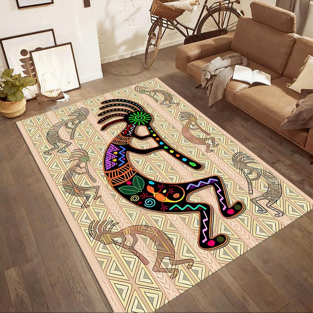 Colorful Kokopelli Dance Floor Mats for Living Room, Bedroom and Room Decoration Are Suitable for Gifts.
