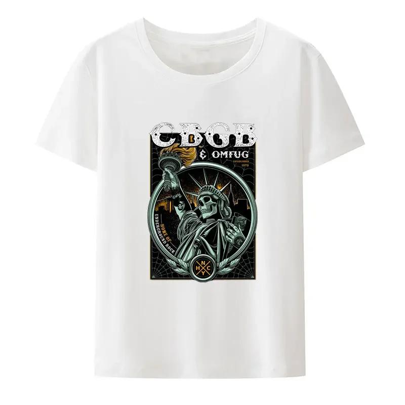 Underground Punk Rock Concert Hipster Tee Hip Hop Street Fashion Cool Tops CBGB OMFUG Liberty Skeleton Black White Print T Shirt
