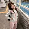 Womens Vintage Embroidered Zip-Up Hoodie Slim Fit Streetwear Sweatshirt Fall 2026