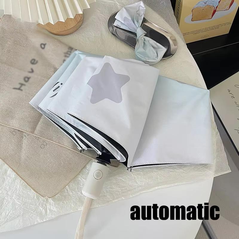 Gradient star-shaped black glue sunscreen fully automatic dual-use women s sun umbrella UV protection portable umbrella 8K