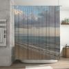 Beach Shower Curtain Waterproof Bath Mat Decor with Cloudy Sky Seaside Print for Home Decoration In Various Sizes