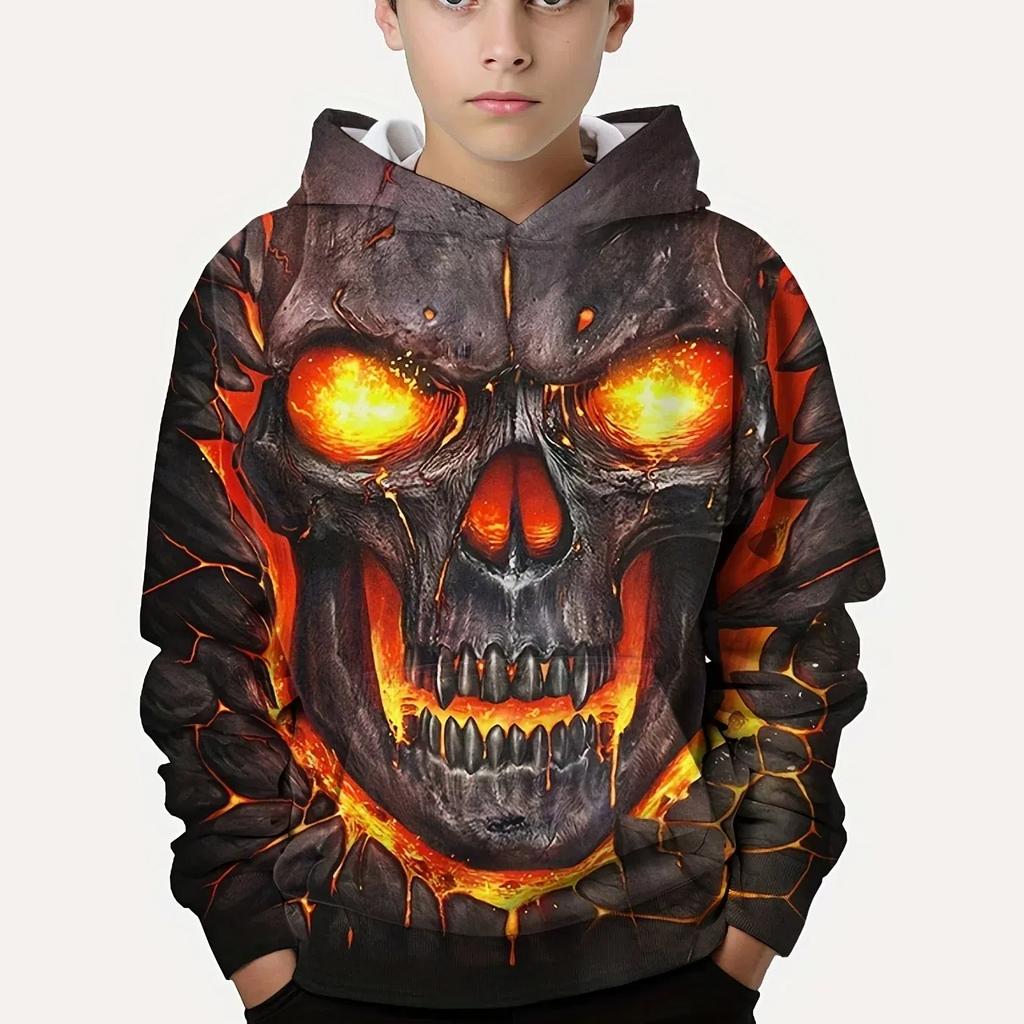 Stylish Lion 3D Print Boys Casual Pullover Long Sleeve Hoodies Sweatshirt For Spring Fall, Kids Hoodie Tops Outdoor