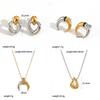 Minimalist Heart Shape Stainless Steel Earring Set With Moon Elements For Women