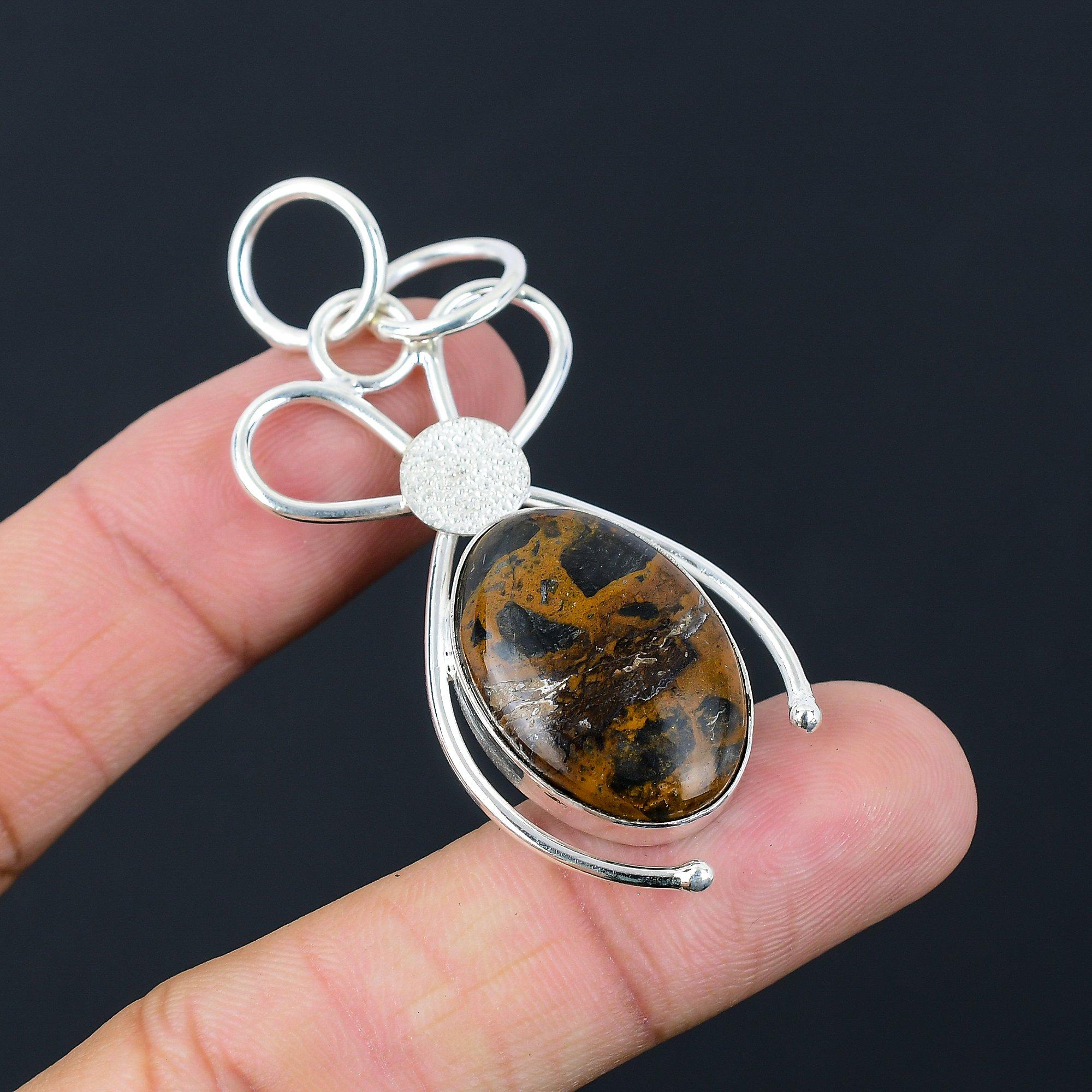 Sisters Day Deal Natural Golden Pietersite Sterling Silver Wife Pendant Jewelry