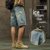 Men's Large Pocket Summer Denim Shorts Vintage Casual Large Size Five Pants