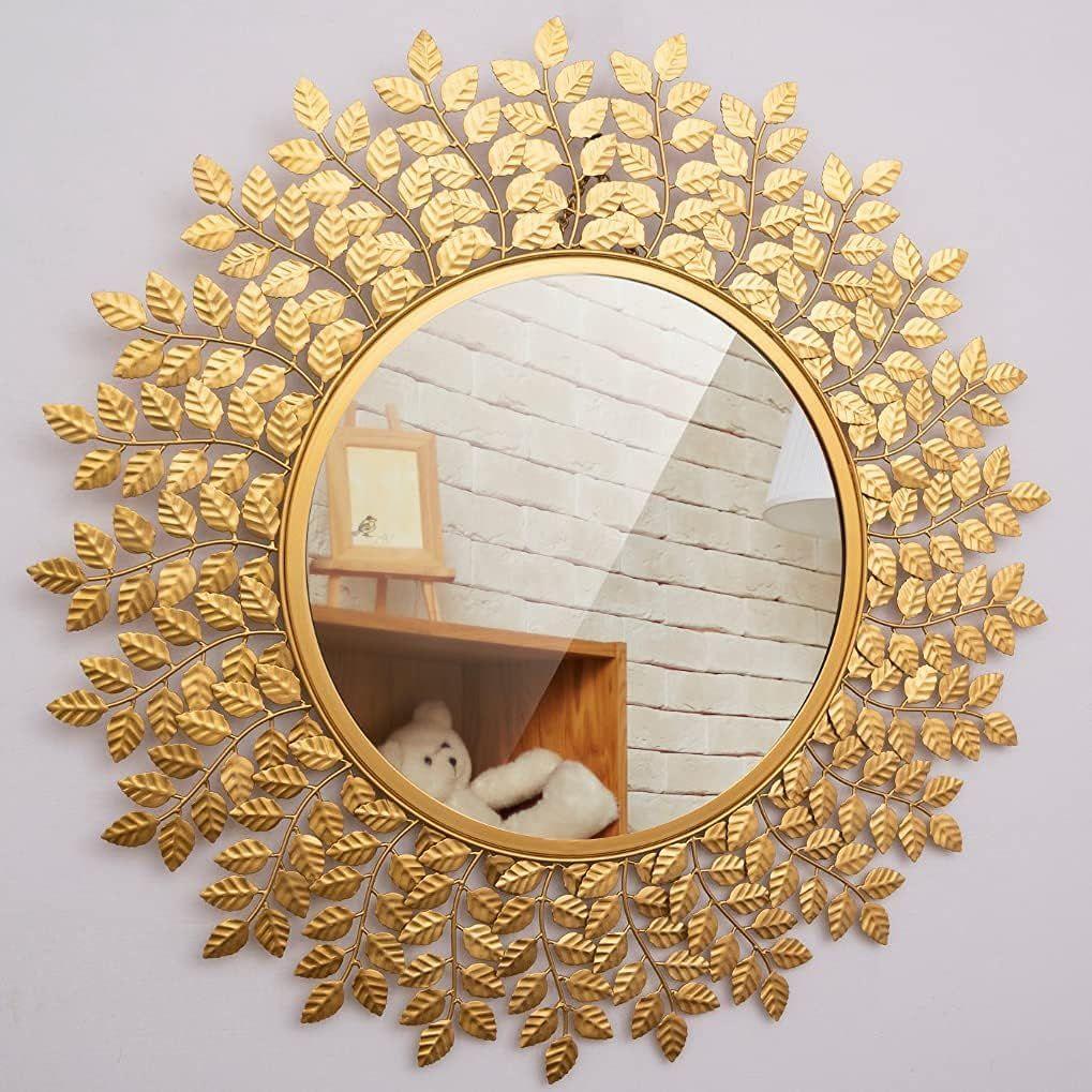 Rust Proof & Weather Proof Wall Mirror - Ideal Mirror for Living Room, Bathroom, Bedroom, Foyer | Entryway, Wash Basin Area - Gold  22 Inches 1 Piece