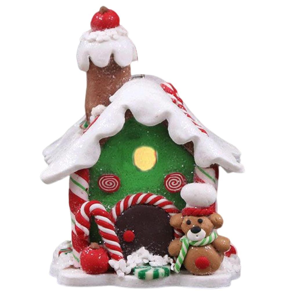 Resin Christmas Pendant LED Light Cottage House Gift Rustic Village for Indoor