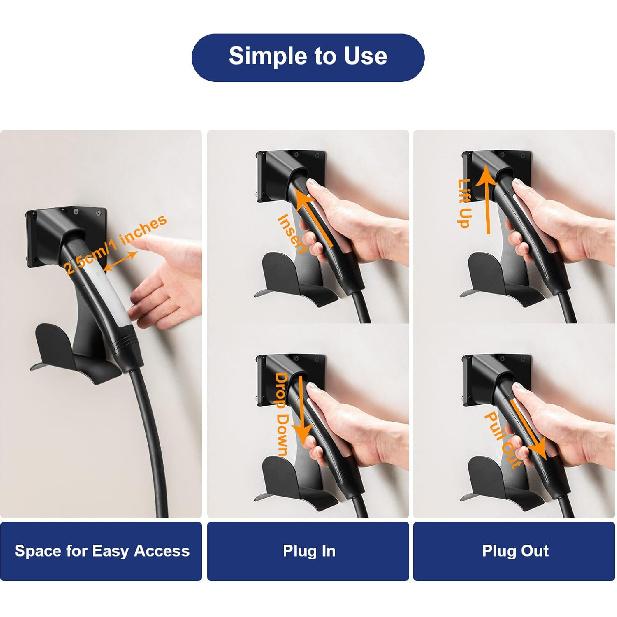 For Tesla Charger Holder Wall-Aligned Mount Space-Saving, NACS Charger Cable Holder Organizer For Tesla Model 3/Y/X/S & NACS Chargers