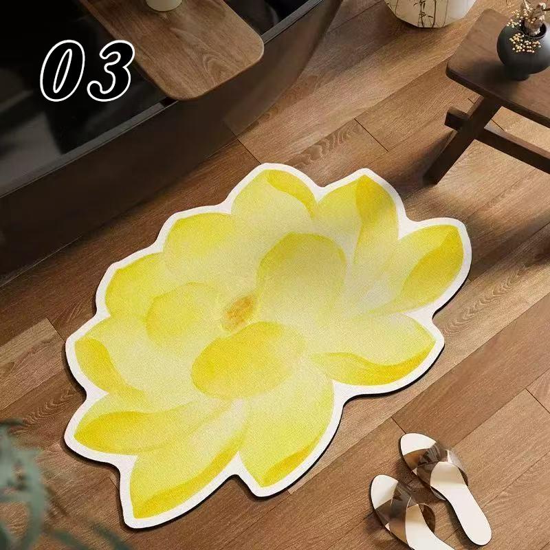 Chinesischer Stil Lotusblumenmuster Teppiche Grünes Lotusblatt Teppich 30x50cm Rutschfest Wohnzimmer Eingang Heimdekoration Fußmatte