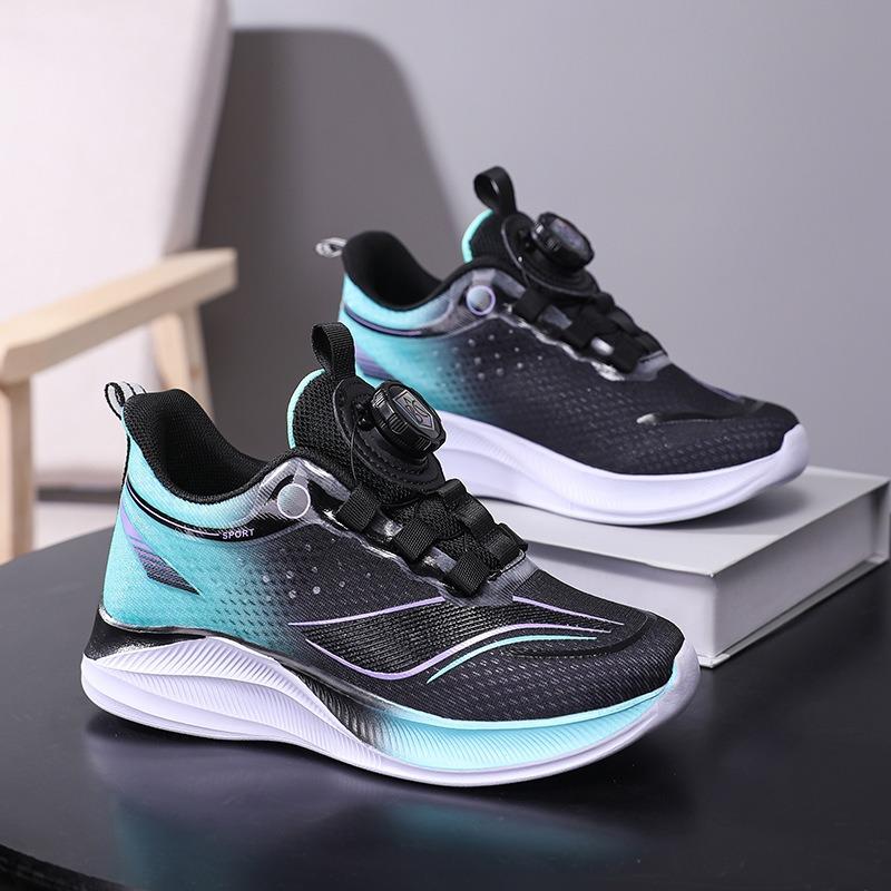 Kids' Gradient Color Rotating Buckle Sneakers Breathable Mesh Non-slip Shock Absorbing Sports Shoes