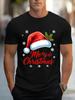 Mens Trendy Clothes Shortsleeved Casual Sports Tshirt with Christmasthemed Pattern Comfortable Regular Roundneck Outdoor