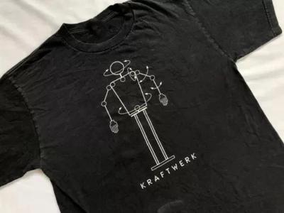 Lata 90. Koszulka Unisex Czarna z Inspiracją Albumem Kraftwerk Wszystkie Rozmiary.webp